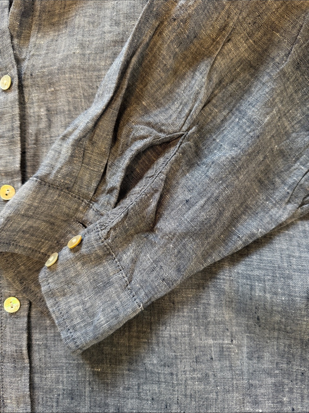 Tahari 100% Linen Blue Gray Tunic Shirt 1X Long Button Front Lagenlook - Picture 11 of 11